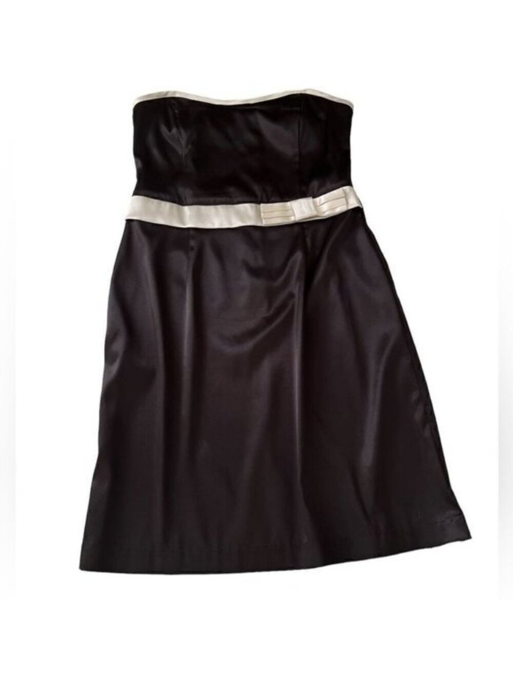 Jodi Kristopher Black Satin Bow Accent Strapless Cocktail Dress Size 11/12
